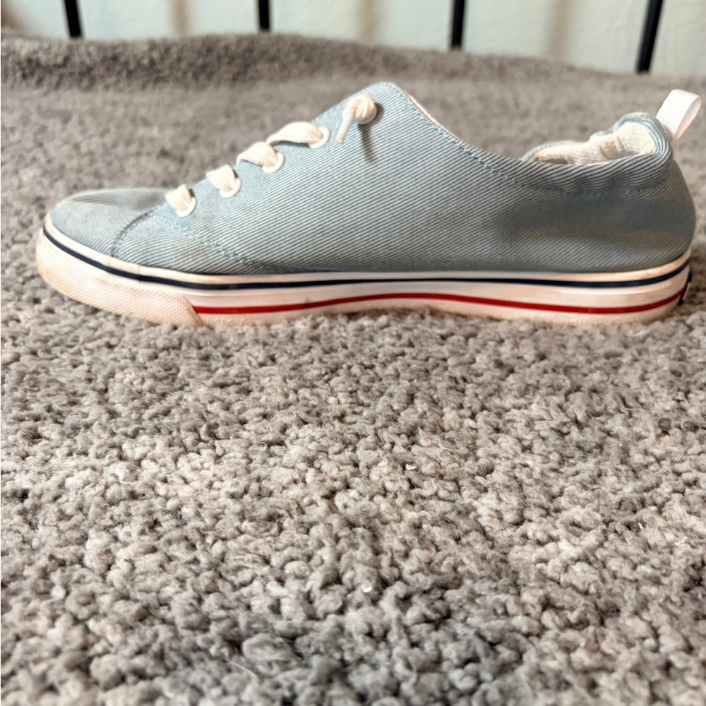 Tommy Hilfiger Light Blue Canvas Sneakers Womens 8.5 Lace Up Casual Preppy - Picture 9 of 11